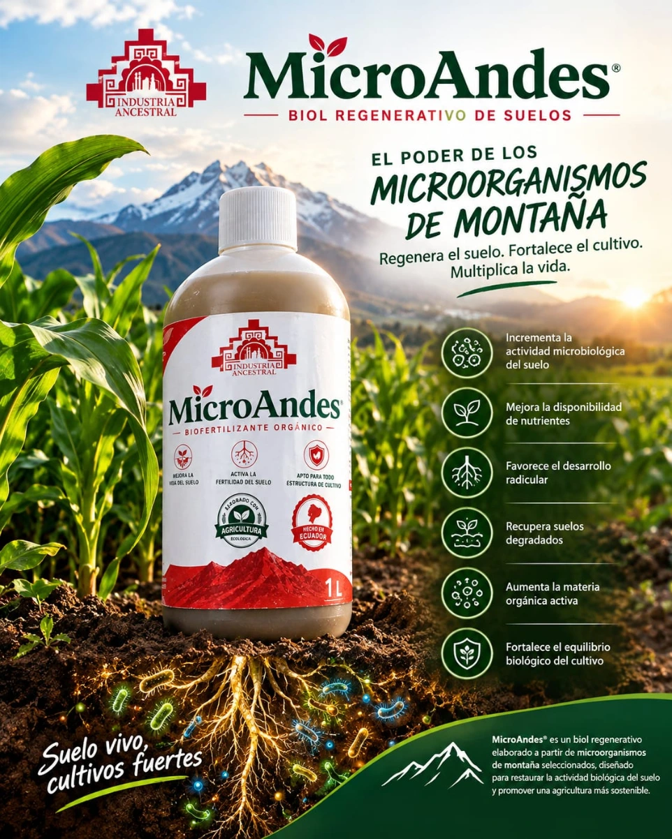 Fertilizante orgánico foliar y biol agrícola MicroAndes de Industria Ancestral